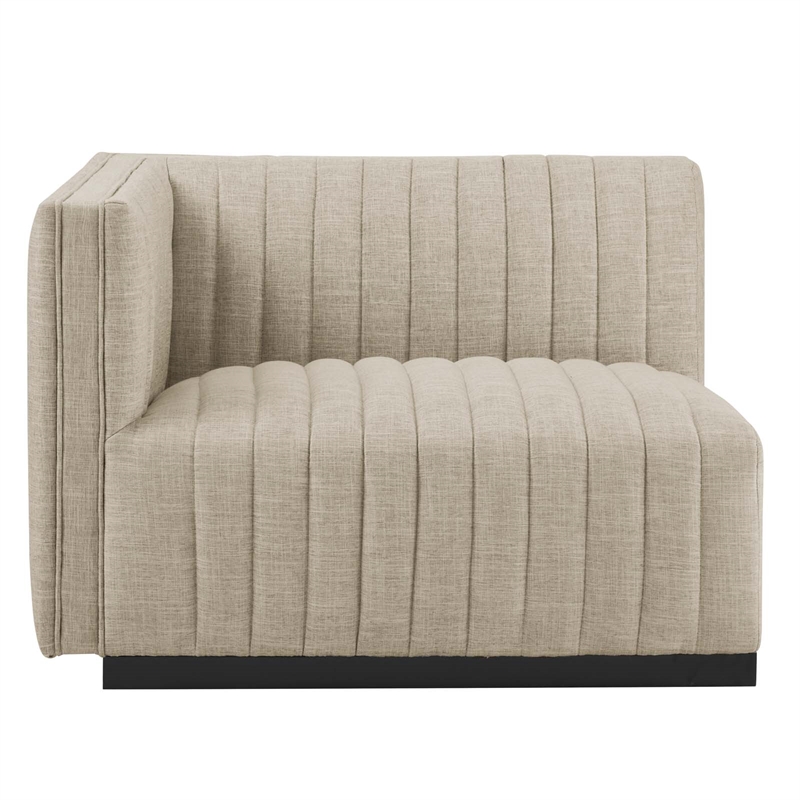 Modway Conjure 5-Piece Channel Tufted Fabric Sectional in Black/Beige