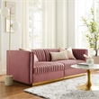 Modway Sanguine Velvet Modular Sectional Sofa Loveseat in Dusty Rose Pink