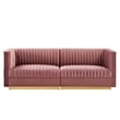 Modway Sanguine Velvet Modular Sectional Sofa Loveseat in Dusty Rose Pink