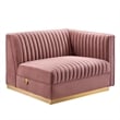 Modway Sanguine Velvet Modular Sectional Sofa Loveseat in Dusty Rose Pink