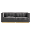 Modway Sanguine Velvet Modular Sectional Sofa Loveseat in Gray