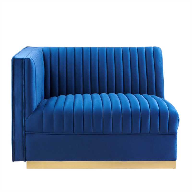 Modway Sanguine Velvet Modular Sectional Sofa Loveseat in Navy