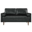 Modway Valour Modern Style Leather and Dense Foam Loveseat in Black Finish