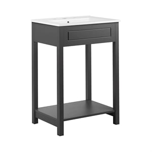Modway Altura 24&quot MDF Ceramic and Particleboard Bathroom Vanity in Gray/White