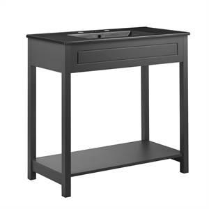 Modway Altura 36&quot MDF Ceramic and Particleboard Bathroom Vanity in Gray/Black
