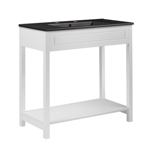 Modway Altura 36&quot MDF Ceramic and Particleboard Bathroom Vanity in White/Black
