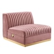 Modway Sanguine 3-Seat Velvet Modular Sectional Sofa in Dusty Rose Pink