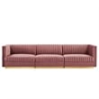 Modway Sanguine 3-Seat Velvet Modular Sectional Sofa in Dusty Rose Pink