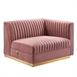 Modway Sanguine 3-Seat Velvet Modular Sectional Sofa in Dusty Rose Pink