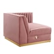 Modway Sanguine 3-Seat Velvet Modular Sectional Sofa in Dusty Rose Pink