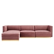 Modway Sanguine 4-Piece Velvet Modular Sectional Sofa in Dusty Rose Pink