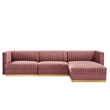 Modway Sanguine 4-Piece Velvet Modular Sectional Sofa in Dusty Rose Pink