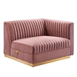 Modway Sanguine 4-Piece Velvet Modular Sectional Sofa in Dusty Rose Pink