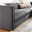 Modway Sanguine 4-Piece Velvet Modular Sectional Sofa in Gray