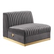 Modway Sanguine 4-Piece Velvet Modular Sectional Sofa in Gray