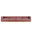 Modway Sanguine 4-Seat Velvet Modular Sectional Sofa in Dusty Rose Pink