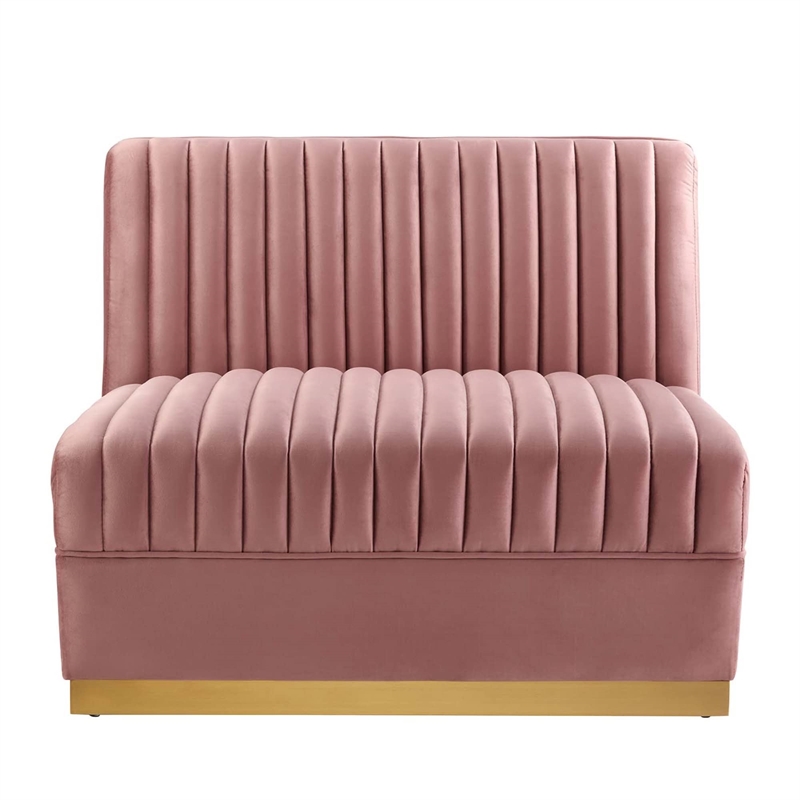 Modway Sanguine 4-Seat Velvet Modular Sectional Sofa in Dusty Rose Pink