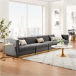 Modway Sanguine 4-Seat Velvet Modular Sectional Sofa in Gray