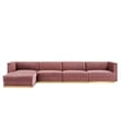 Modway Sanguine 5-Piece Velvet Modular Sectional Sofa in Dusty Rose Pink