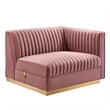 Modway Sanguine 5-Piece Velvet Modular Sectional Sofa in Dusty Rose Pink