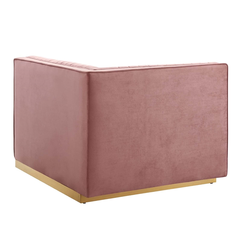 Modway Sanguine 5-Piece Velvet Modular Sectional Sofa in Dusty Rose Pink