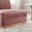 Modway Sanguine Velvet and Stainless Steel Armless Chair in Dusty Rose