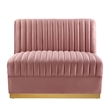 Modway Sanguine Velvet and Stainless Steel Armless Chair in Dusty Rose