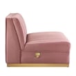 Modway Sanguine Velvet and Stainless Steel Armless Chair in Dusty Rose