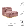 Modway Sanguine Velvet and Stainless Steel Armless Chair in Dusty Rose
