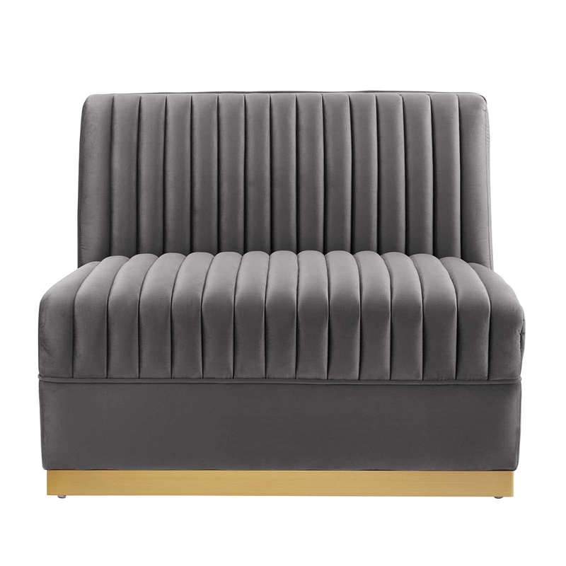 Modway Sanguine Velvet and Stainless Steel Armless Chair in Gray