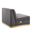 Modway Sanguine Velvet and Stainless Steel Armless Chair in Gray