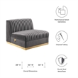 Modway Sanguine Velvet and Stainless Steel Armless Chair in Gray