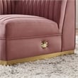 Modway Sanguine Velvet and Stainless Steel Left Corner Chair in Dusty Rose