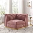 Modway Sanguine Velvet and Stainless Steel Left Corner Chair in Dusty Rose