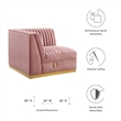Modway Sanguine Velvet and Stainless Steel Left Corner Chair in Dusty Rose