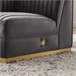 Modway Sanguine Velvet and Stainless Steel Left Corner Chair in Gray
