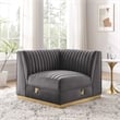 Modway Sanguine Velvet and Stainless Steel Left Corner Chair in Gray