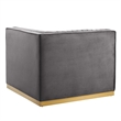 Modway Sanguine Velvet and Stainless Steel Left Corner Chair in Gray