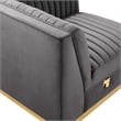 Modway Sanguine Velvet and Stainless Steel Left Corner Chair in Gray