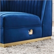 Modway Sanguine Velvet and Stainless Steel Left Corner Chair in Navy Blue