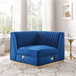 Modway Sanguine Velvet and Stainless Steel Left Corner Chair in Navy Blue