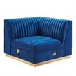 Modway Sanguine Velvet and Stainless Steel Left Corner Chair in Navy Blue