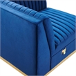 Modway Sanguine Velvet and Stainless Steel Left Corner Chair in Navy Blue