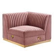 Modway Sanguine Velvet and Stainless Steel Right Corner Chair in Dusty Rose