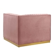 Modway Sanguine Velvet and Stainless Steel Right Corner Chair in Dusty Rose