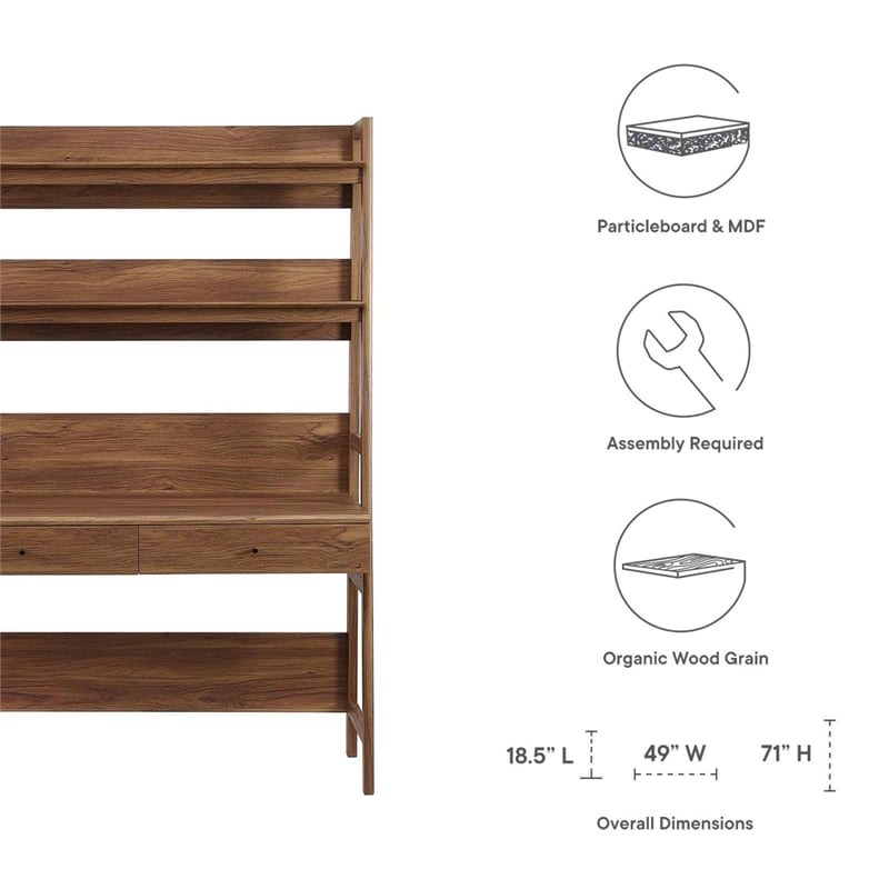 Modway Bixby Modern Style Particleboard and MDF Office Desk in Walnut