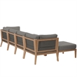 Modway Clearwater 6-Piece Wood Fabric Outdoor Sectional Sofa - Gray/Graphite