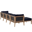 Modway Clearwater 6-Piece Wood Fabric Outdoor Sectional Sofa - Gray/Navy