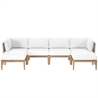 Modway Clearwater 6-Piece Wood Fabric Outdoor Sectional Sofa - Gray/White