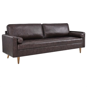 Modway Valour 88&quot Modern Style Leather and Dense Foam Sofa in Brown Finish
